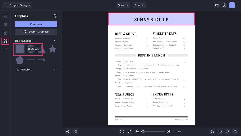 find graphics for menu template