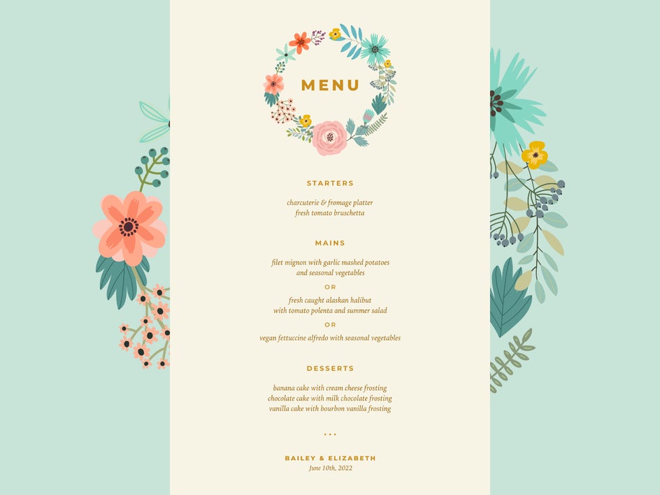 menu floral