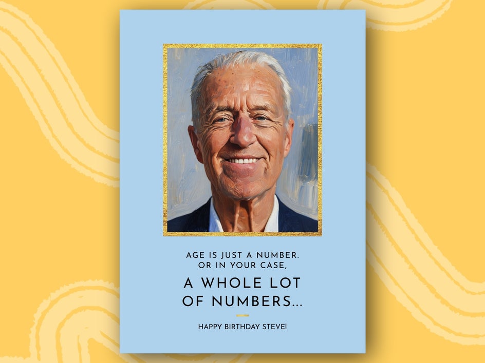 Funny birthday card with joke about old age