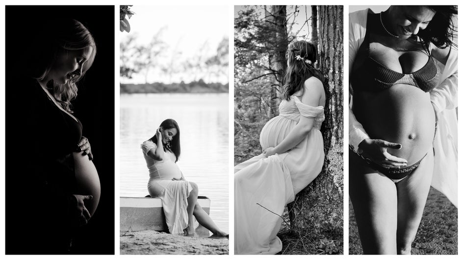 black and white maternity photoshoot
