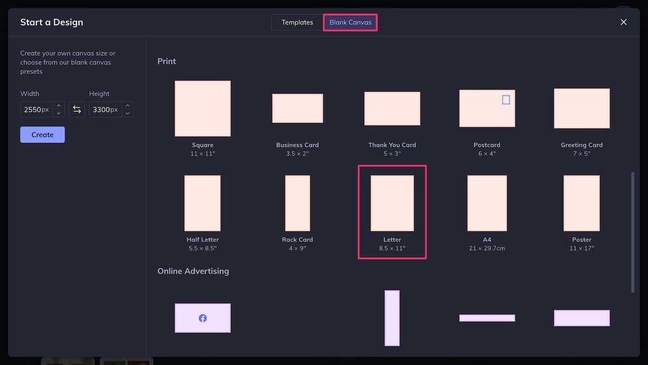 choose a blank canvas for floor plan