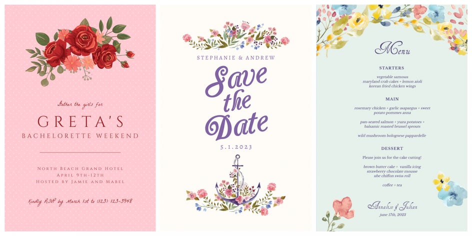 wedding trends cards floral