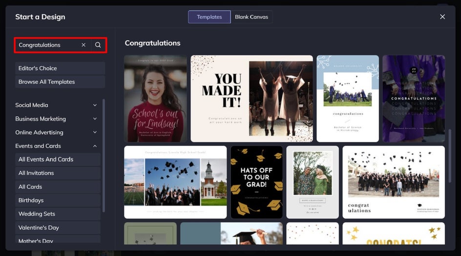 select a congrats card