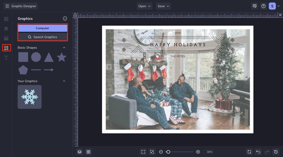 add graphics to holiday card