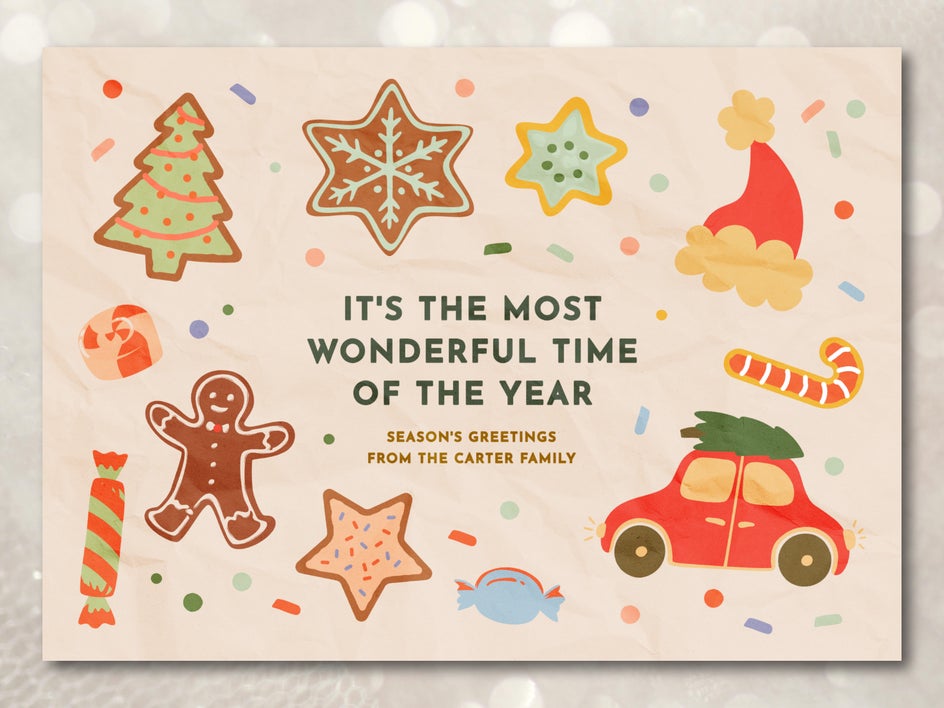 Holiday card featuring graphics for vintage children's book look