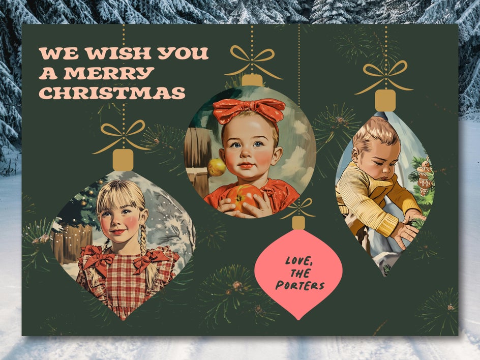 Vintage style holiday card with Vintage Comic applied