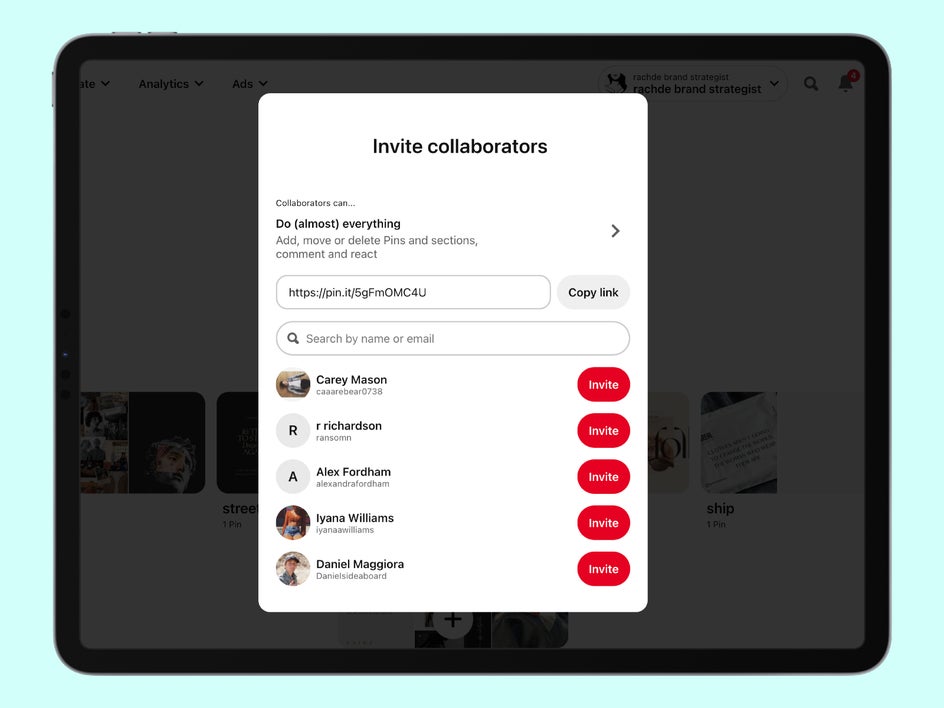 collaborate with clients on pinterest