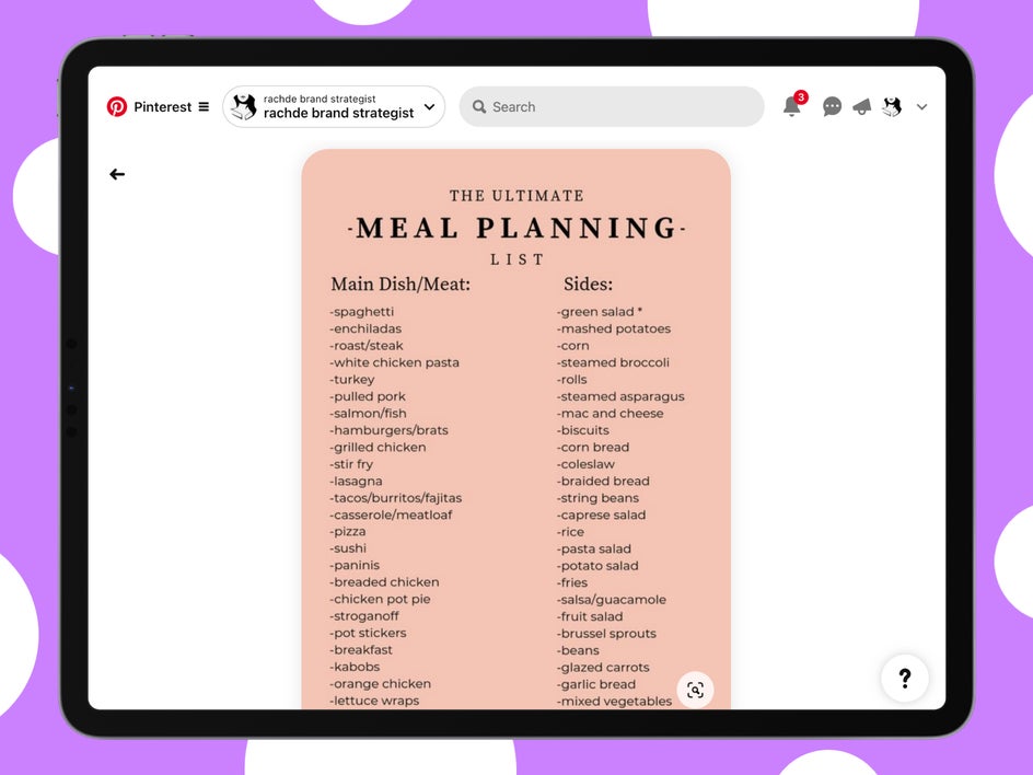 meal planning pinterest