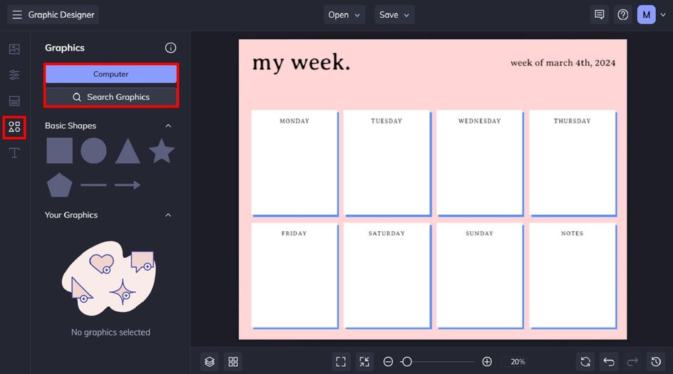 add graphics to week planner
