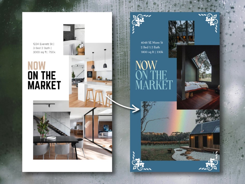 Real estate social media story before and after customizing