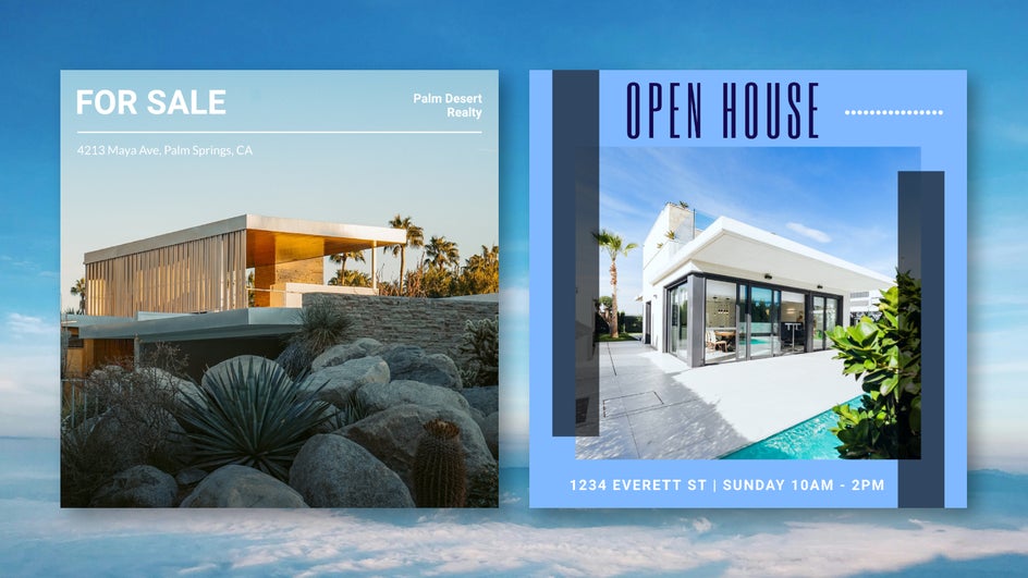 Real estate Instagram post templates for listings and open houses