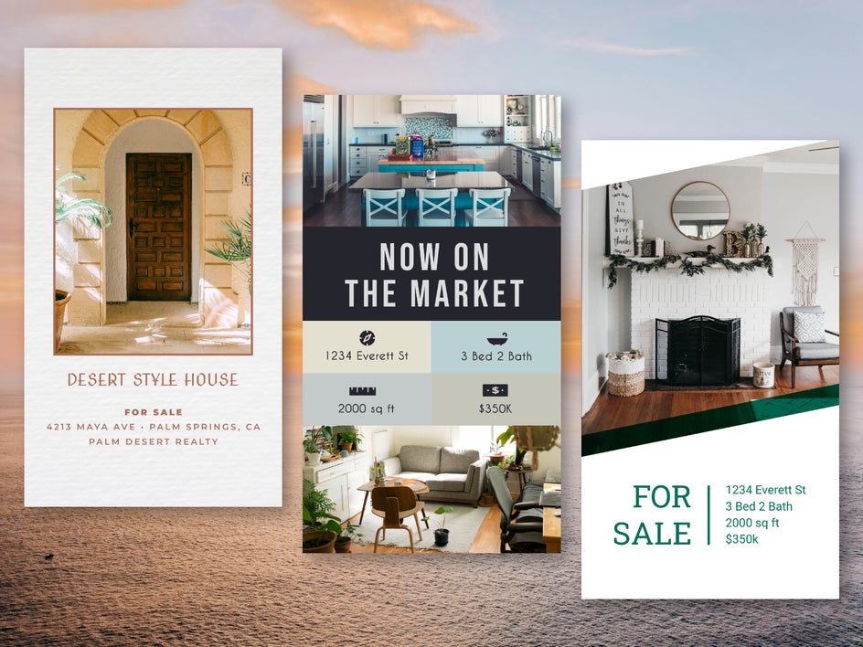 Social media story templates for real estate announcements