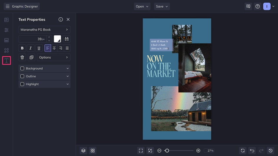 Text tab to customize real estate template