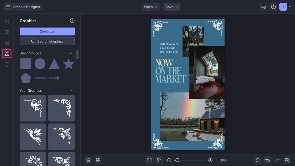 Graphics tab for real estate content story