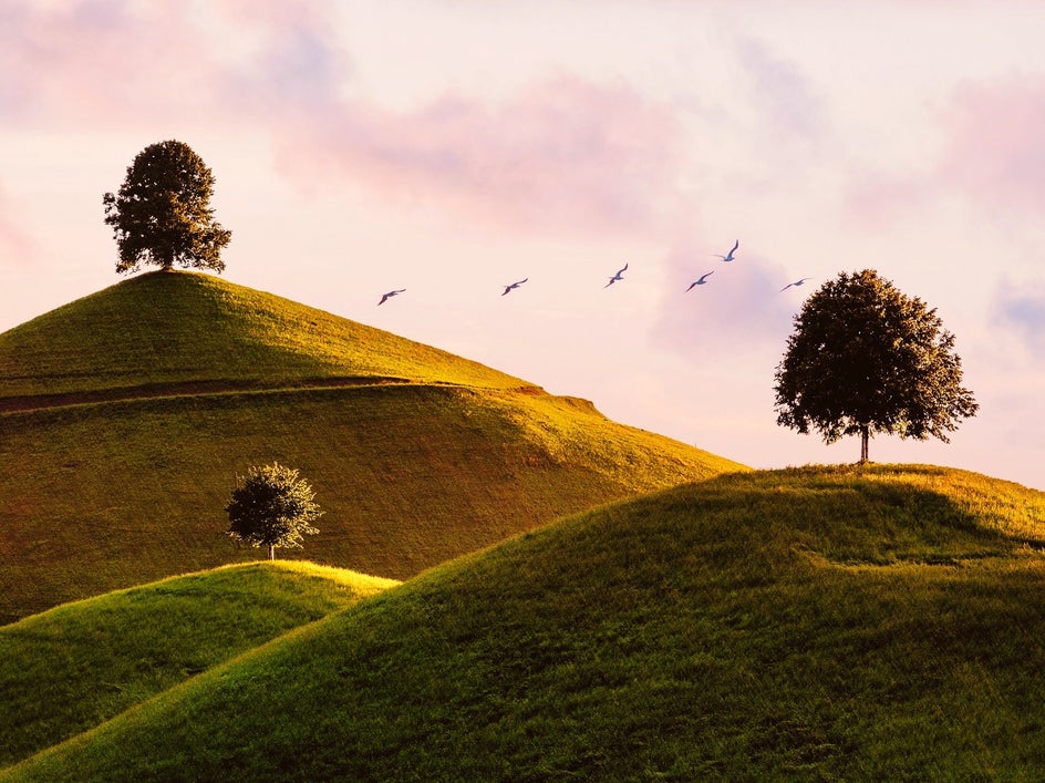 Fall sky created with warmer tones and sunset background