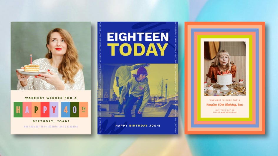 Birthday card templates featuring photos