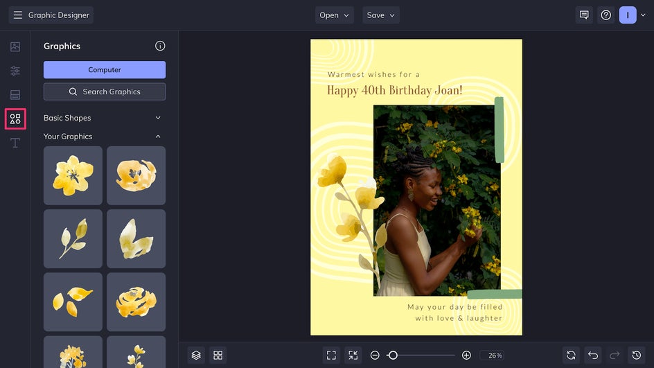 Add new floral graphics to card in Graphics tab