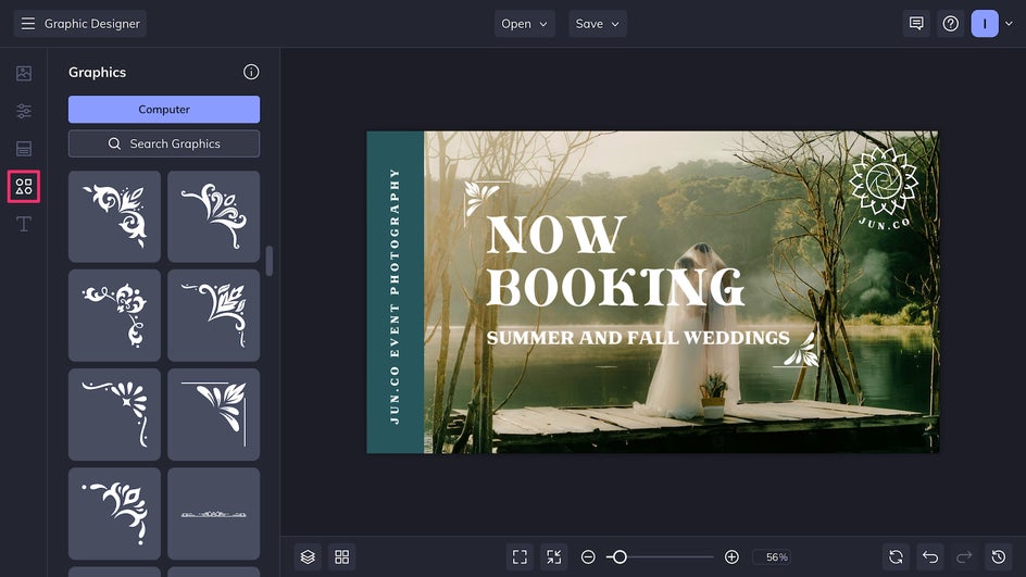 Graphics tab for Twitter post customization
