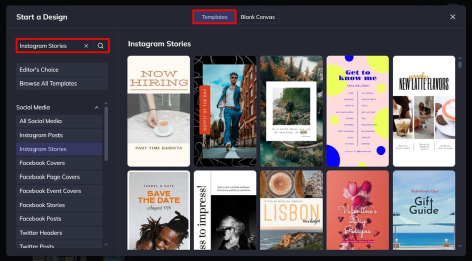 Instagram Story template library