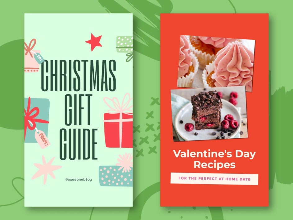 Holiday Instagram Story templates for Christmas and Valentine