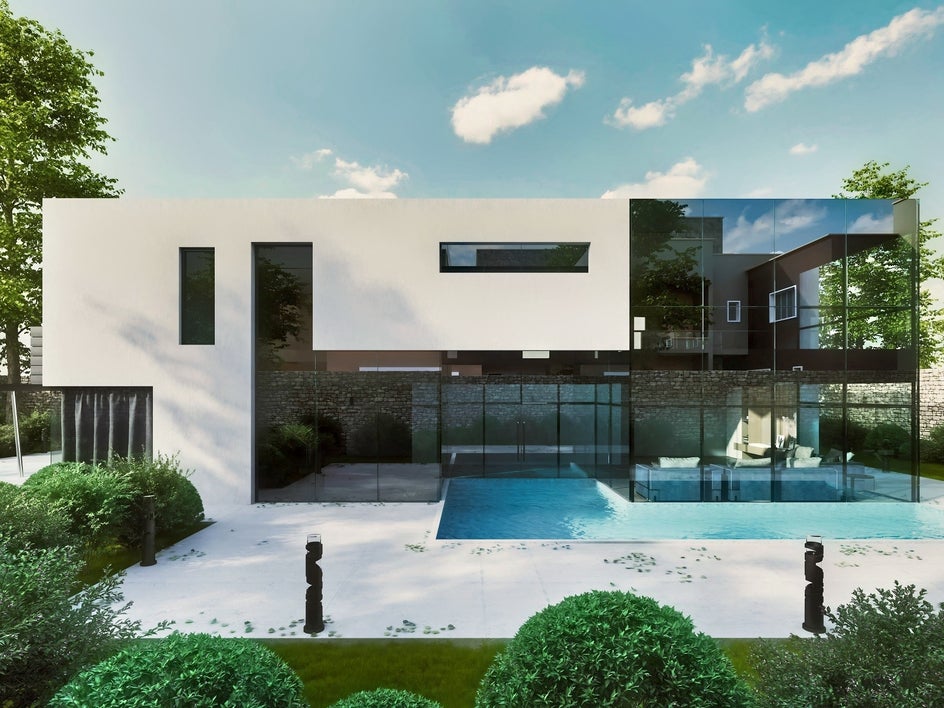 Image Enhancer applied to outdoor modern real estate imagery