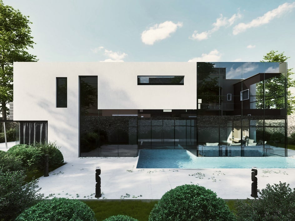 Outdoor photo of modern  house for real estate listing