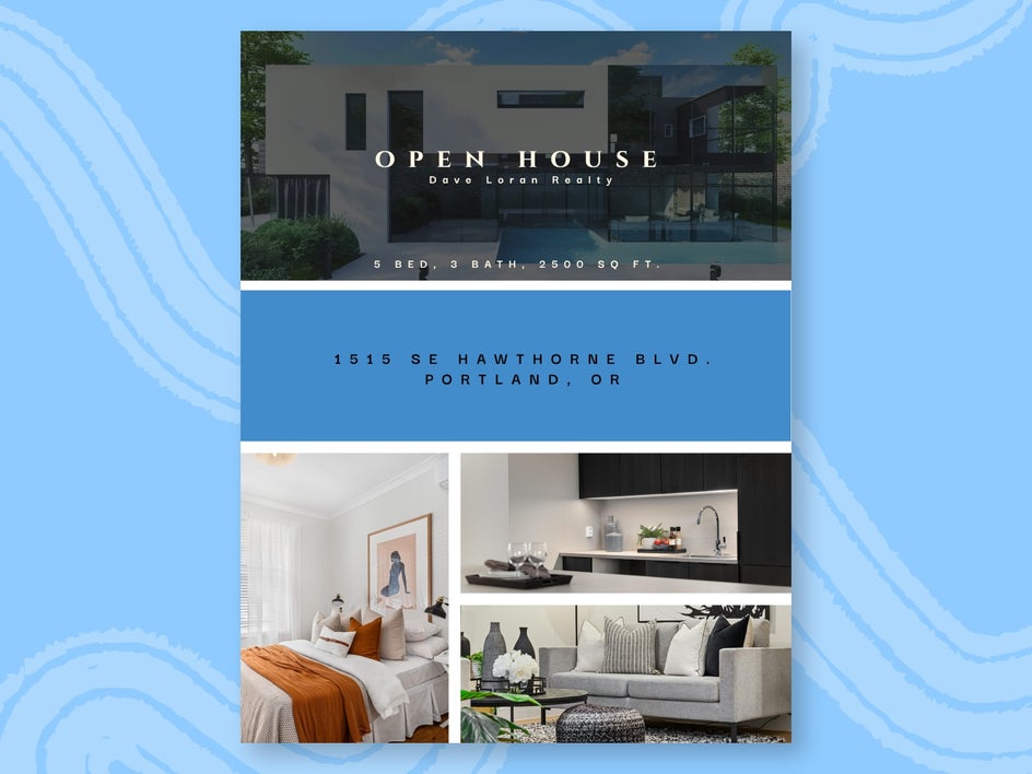 Open house flyer for real estate listing