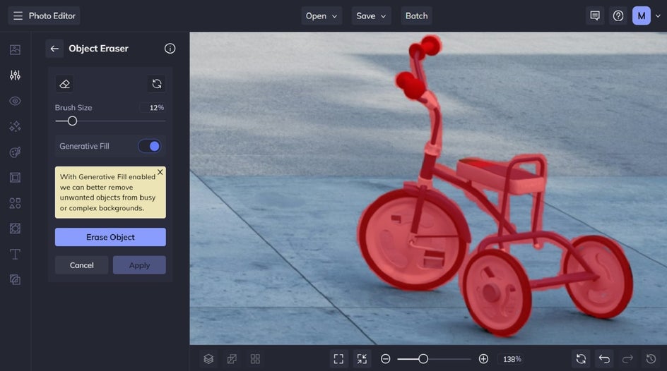 Object Eraser highlighting a kid