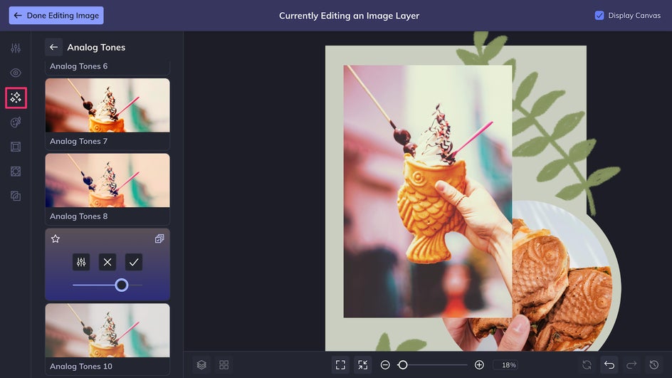 Applying photo effects to template images