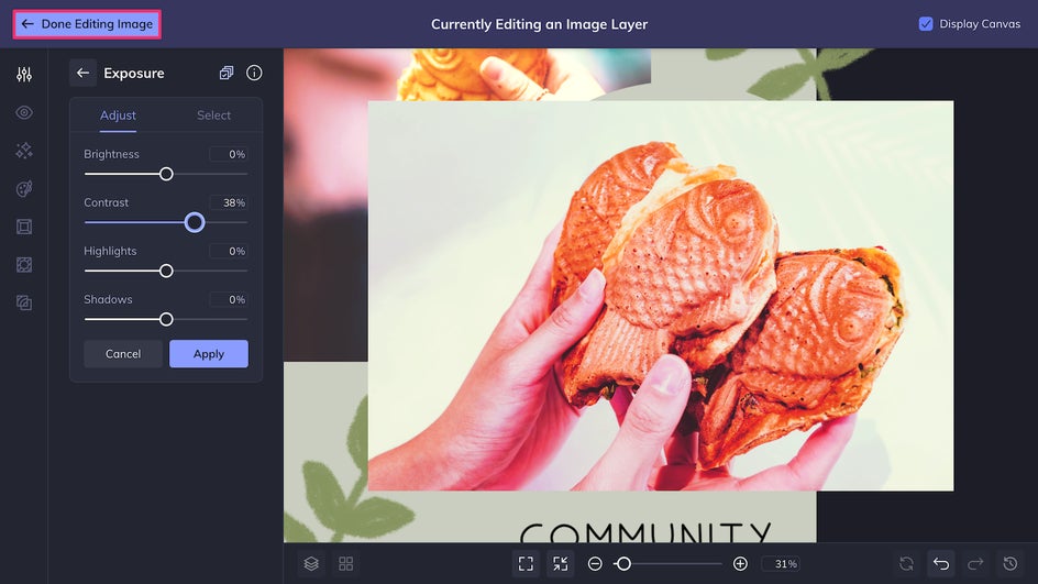 Done Editing Image to head back to the Instagram template