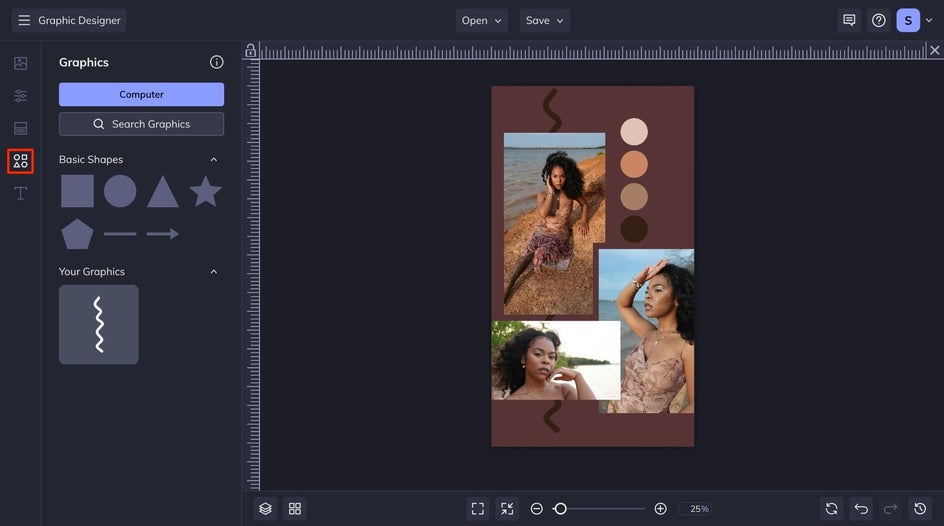 Head to Graphics tab to customize template graphics