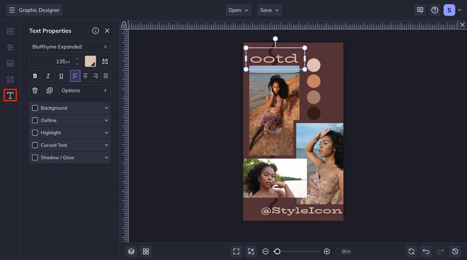 Add original text to OOTD Story template