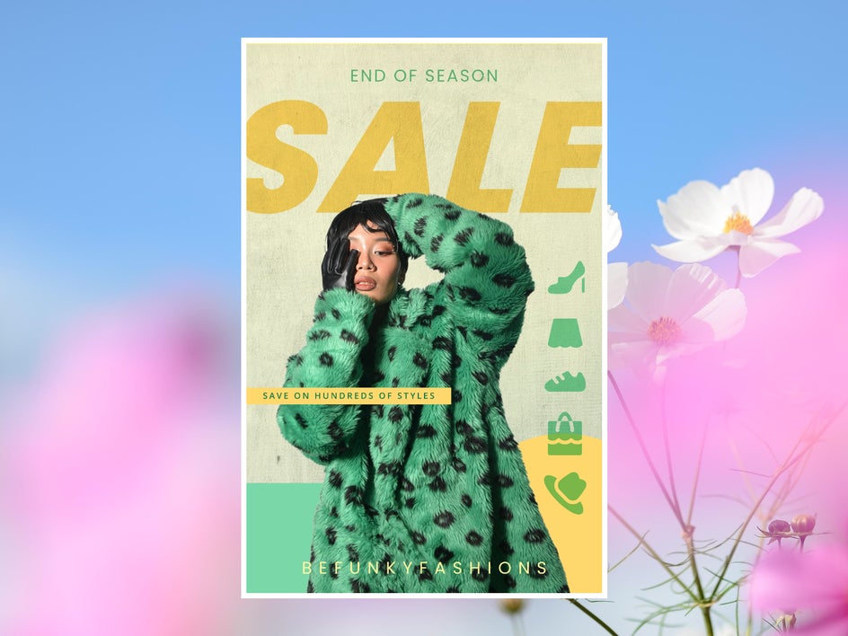 Final poster design with Background Remover applied to create a  Clothing Sale graphic