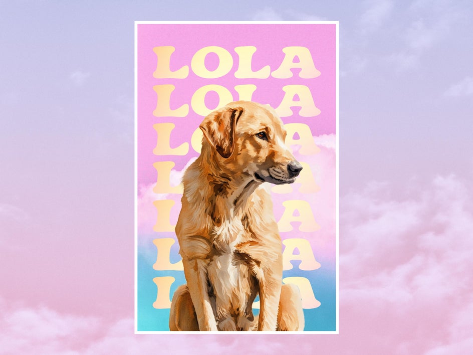 Lola pet portrait with Artsy effect applied to golden retriever
