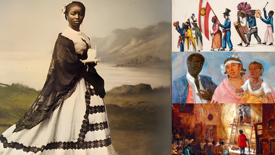 After old photo restorer to colorize vintage portrait in collage