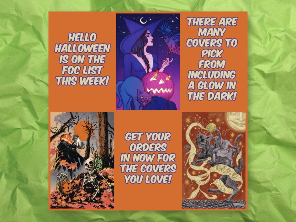 Halloween Instagram collage post promoting spooky comics