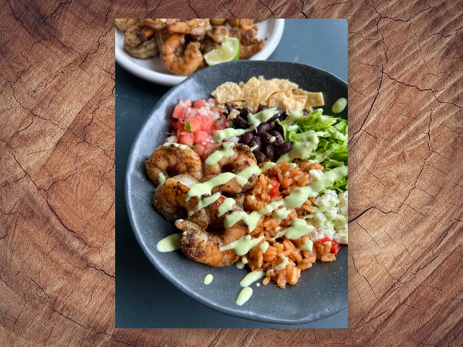 Shrimp tacos with Blur applied to background to maintain focus on subject