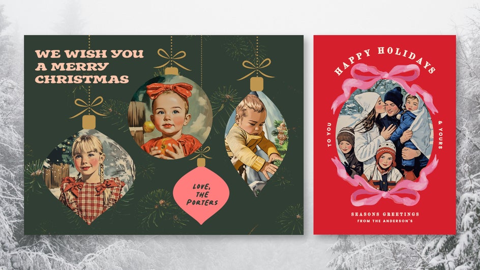 Vintage holiday cards created with Vintage Comic GFX