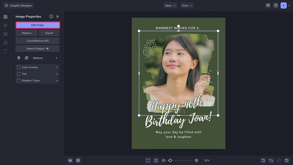Edit image in Image Properties menu