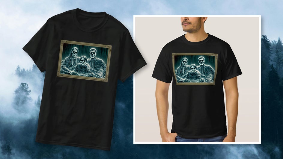 Ghost family portrait t-shirt with ornate frame