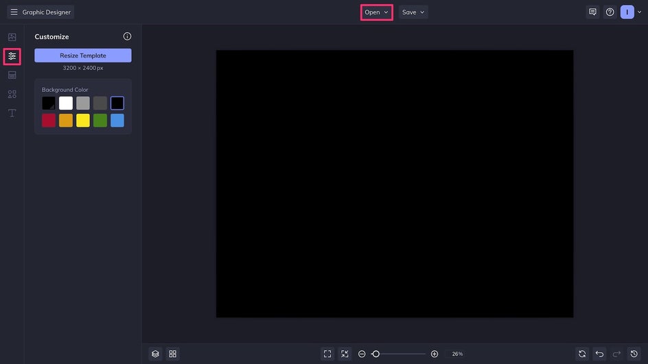 Open the Designer to create a blank canvas