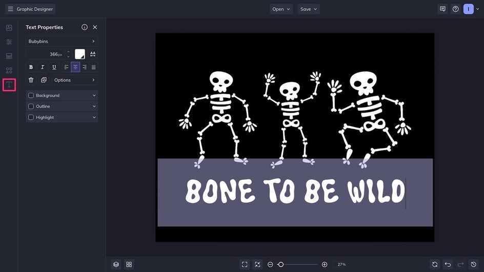 Add spooky text to Design canvas