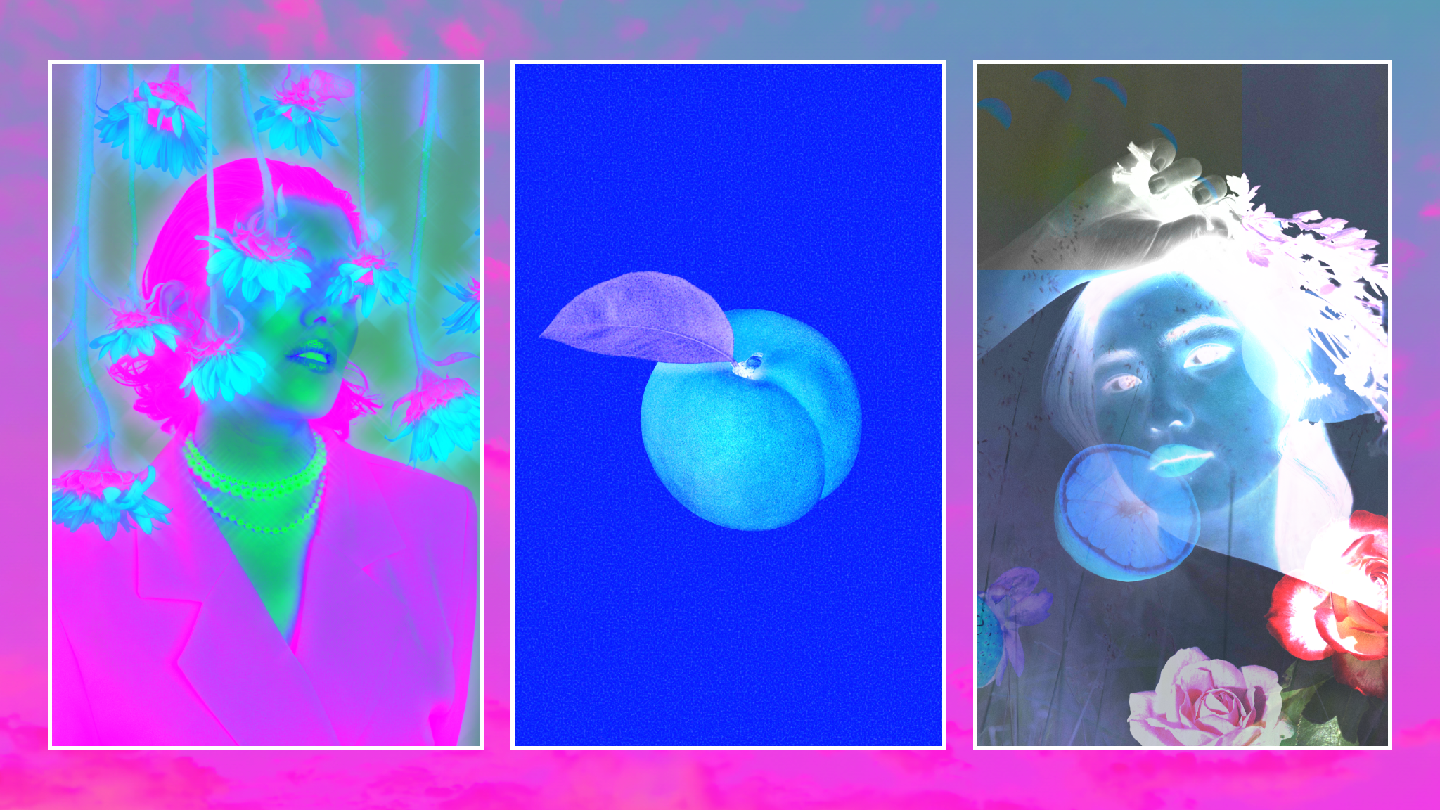 Negative photo effects featured with three examples of photo negative color channels