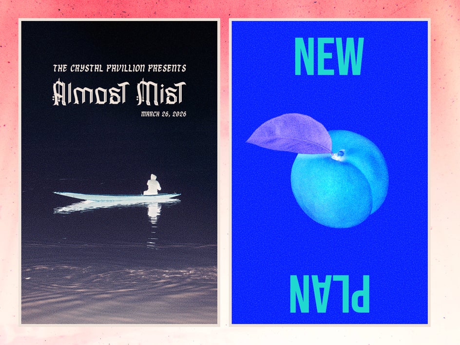 Negative effects applied to posters for creative spin on event and band marketing