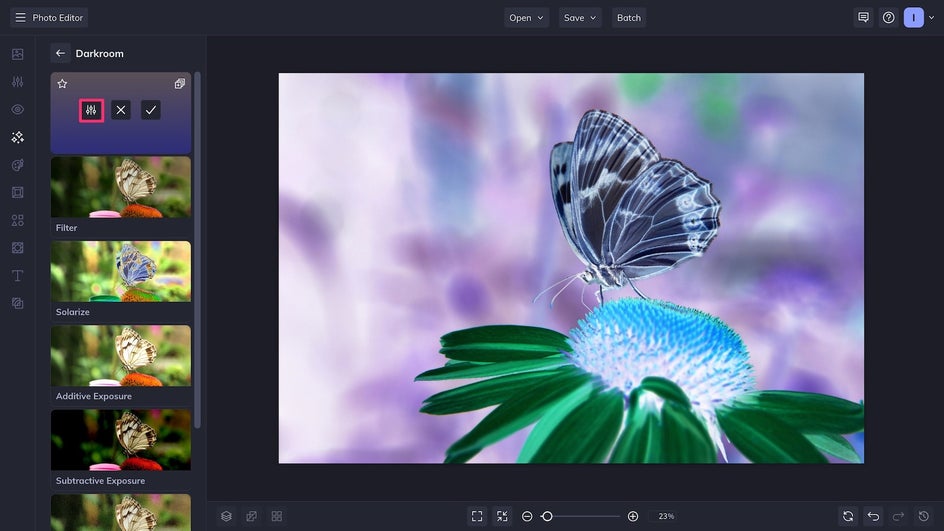 Settings icon highlighted to make changes to 
Negative effect