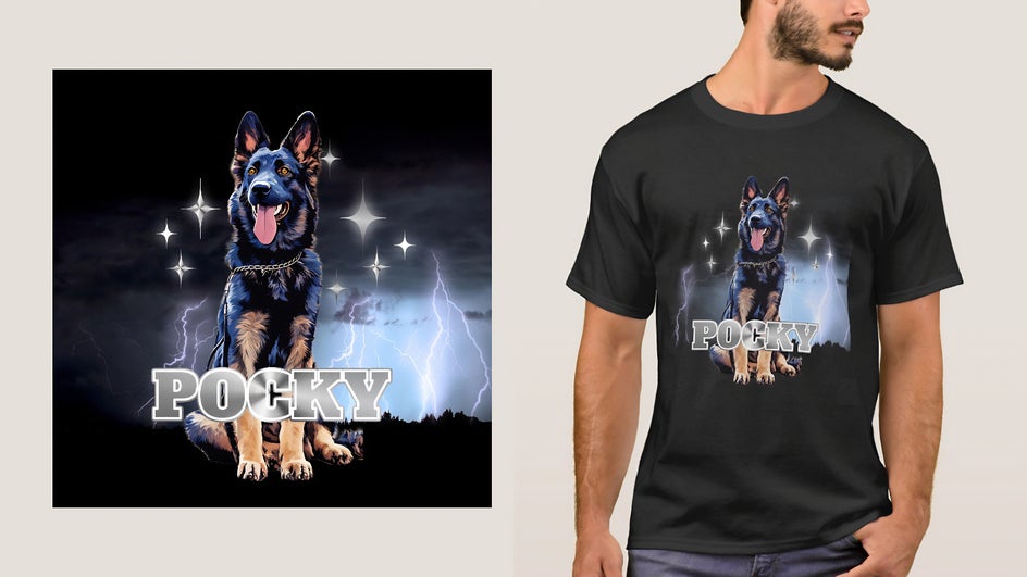 Cool tshirt mockup for German Shepard dog Pocky