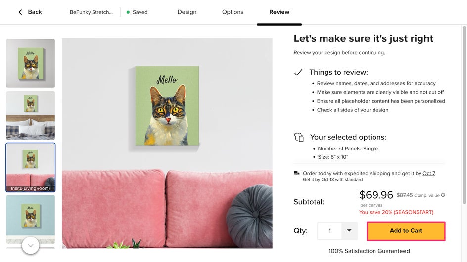 Add canvas to cart in Zazzle