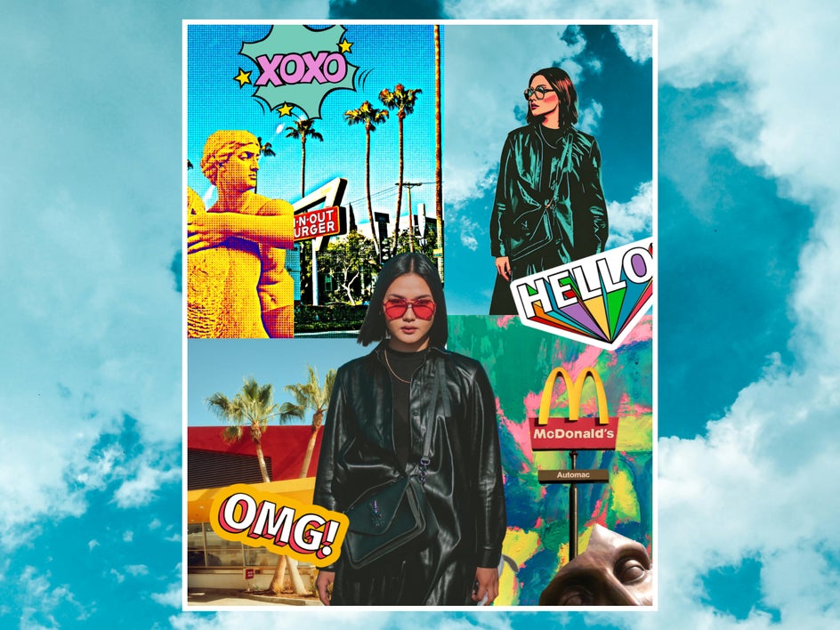 Social media mixed media collage for fashion and travel