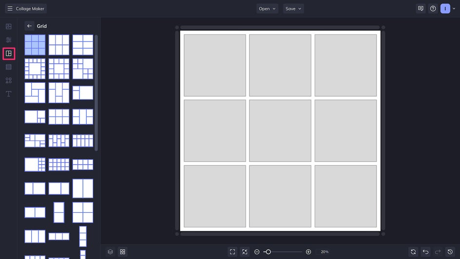 Collage Maker grids and layout tab