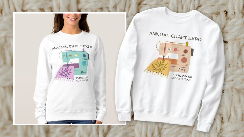 Craft fair mockup on white sweatshirt design